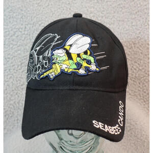 U.S. NAVY USN Naval Sea Bees  Battalion Hat Cap Black Cursed